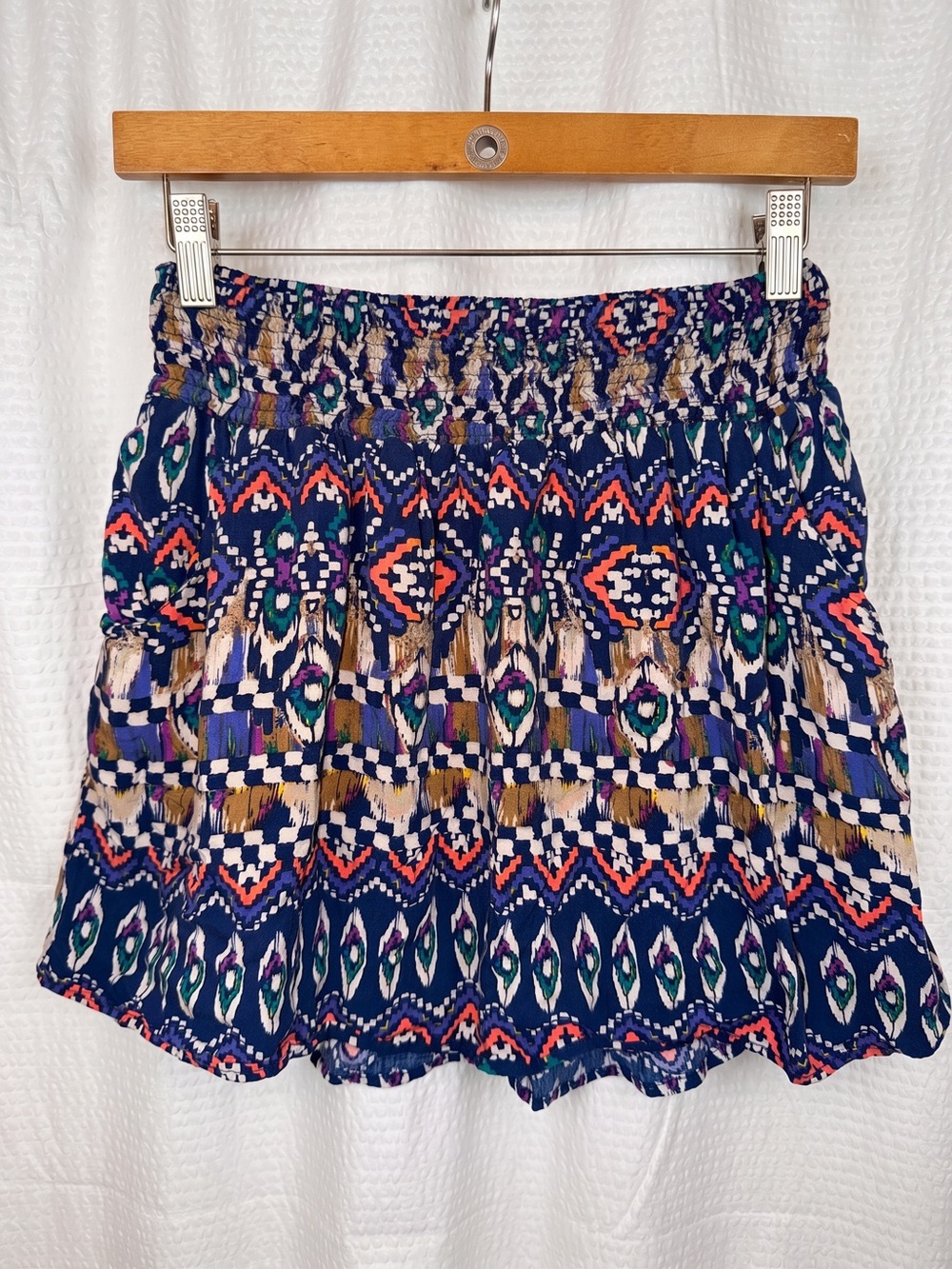 Mossimo Supply Co Boho Flowy Festival Smocked Waist Mini Skirt Medium Blue